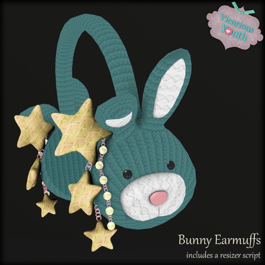 {V*Y} Bunny Earmuffs - Teal/Yellow 
