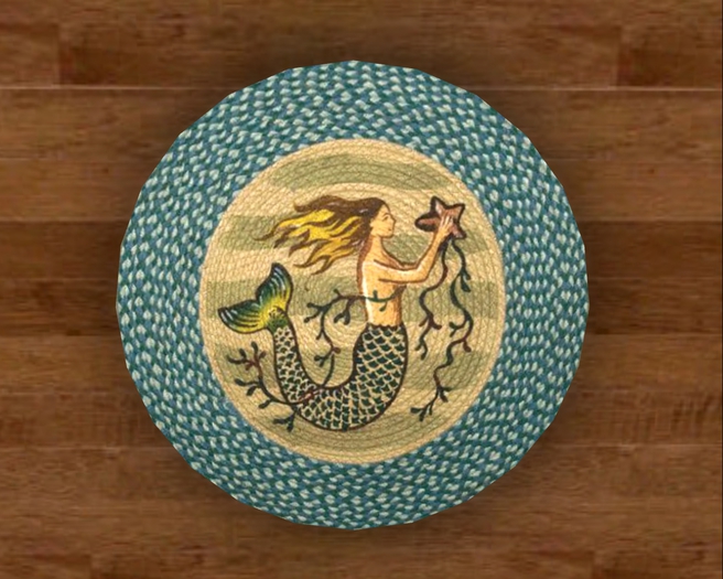 Promo - Mesh Round Braided Mermaid Rug w/Shadow