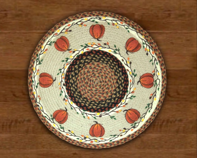 Mesh Round Braided Pumpkins Rug w/Shadow