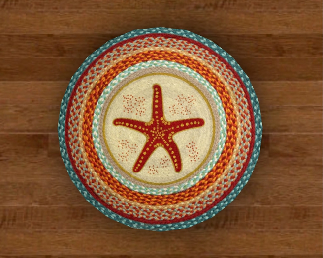 Mesh Round Braided Starfish Rug w/Shadow
