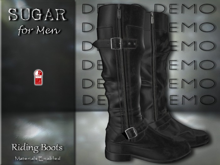 :-:SUGAR for Men:-: Riding Boots {BLACK LEATHER} DEMO