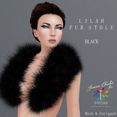 Prism Lilah Black Mesh Fur Stole by Jezzixa Fits Most Avatars