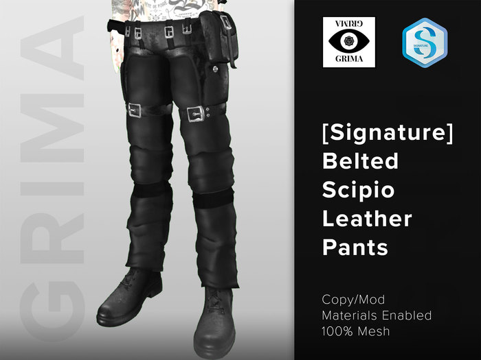 GRIMA: [Signature] Belted Scipio Leather Pants BOXED