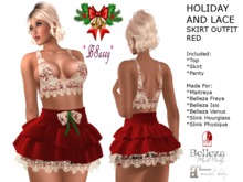 *BSASSY* HOLIDAY AND LACE SKIRT OUTFIT RED