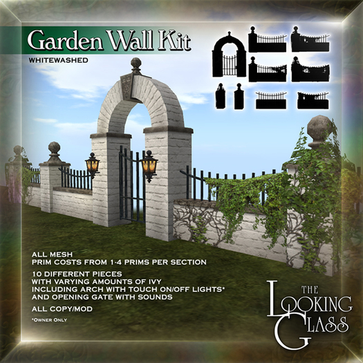 Second Life Marketplace TLG Garden Wall Whitewashed Brick