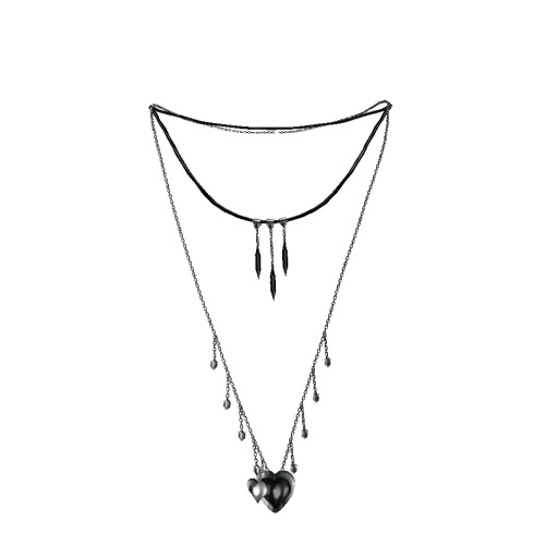 necklace heart silver - black
