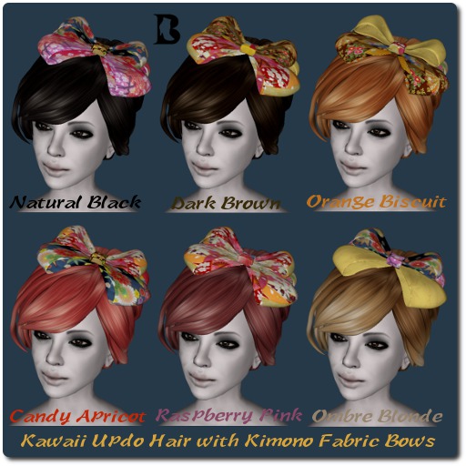 Blackburns Kawaii Updo Hair with Kimono Fabric Bows