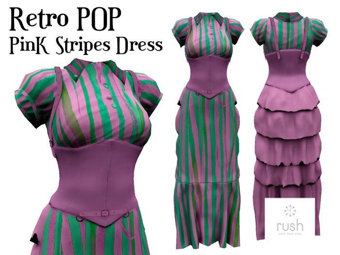 Retro POP Pink STRIPES Dress Pack