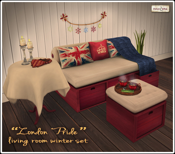 [V/W] Cozy Couch II Set - London Pride - Mesh Furniture - Table, pouf & sofa w/ multiple F/M sits & cuddles