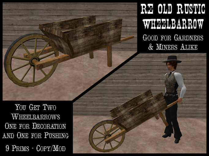 RE Old Rustic Wheelbarrow - Wheel Barrow/Garden/Decor/Western