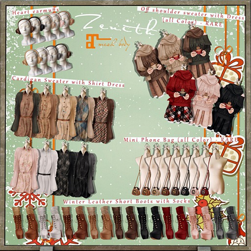 =Zenith=Off shoulder sweater with Dress (all Color) Lara - RARE