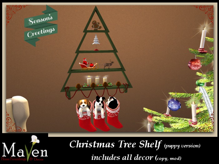 Second Life Marketplace Christmas Tree Wall Shelf & Decor