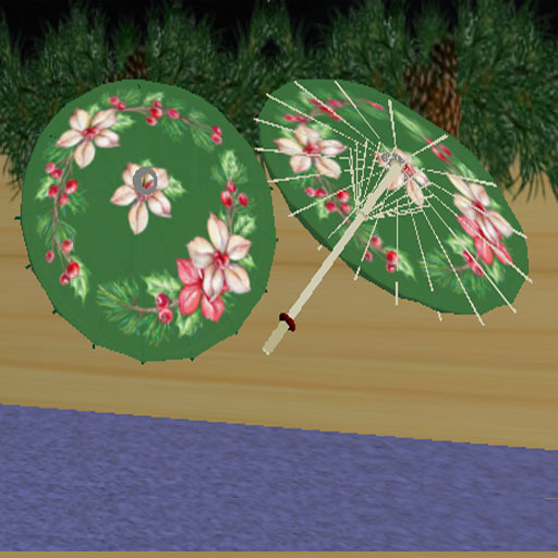 Parasol- Green Poinsettia~Christmas Decor