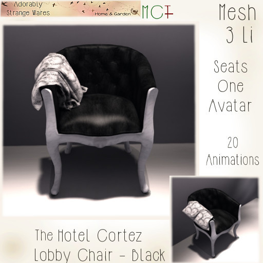 ~ASW~ The Hotel Cortez Lobby Chair -Black