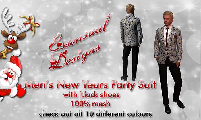 !Essensual Designs Men's New Years Party Suit Stars on White