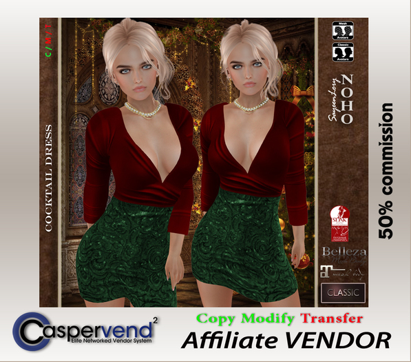 Affiliate Vendor [NOHO] - Cocktail Dress #1 green red