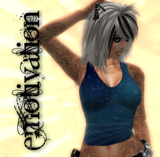 [-e-] emotivation Blue Stripes Tank