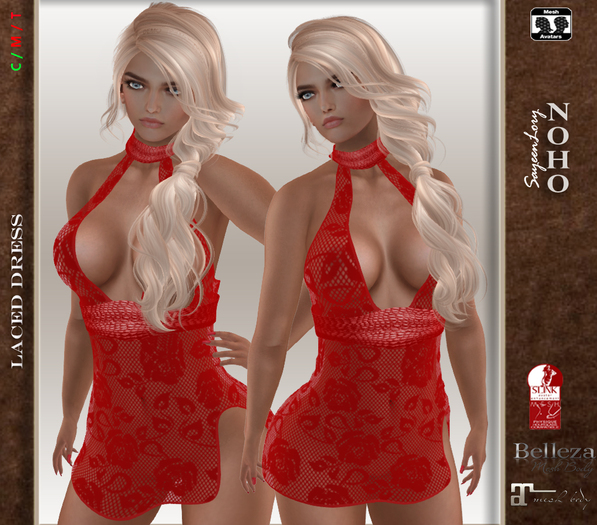 [NOHO] Amy  Laced Mini Dress (Firmesh) red