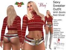 *BSASSY* HOLIDAY STORE SPECIAL SEXY SWEATER OUTFIT WITH BOOTS RED-SILVER