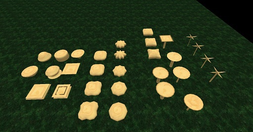 SCULPTED PRIMS FAT PACK TABLES & CUSHIONS& LEGSH