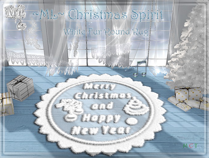 ~ML~Christmas Spirit - White Fur Round Rug