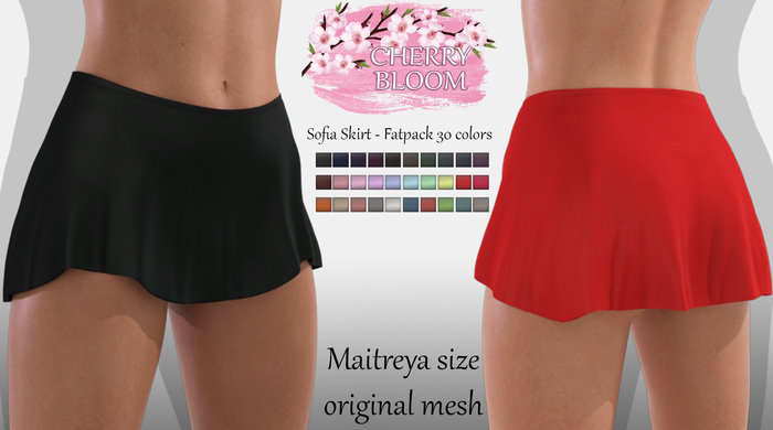 Sofia EXCLUSIVE Female Skirt Mesh- MAITREYA LARA - FATPACK 30 Color HUD CB collection