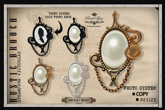 PIXEL BOX - Steampunk Victorian Rustic Brooch (BOX)