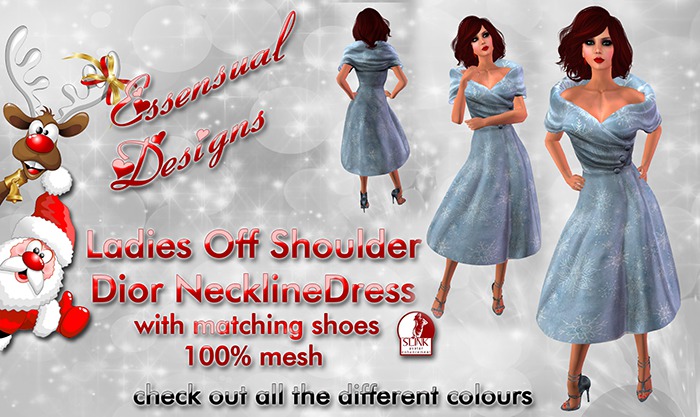 Ladies Off Shoulder Neckline Dior Blue Flakes