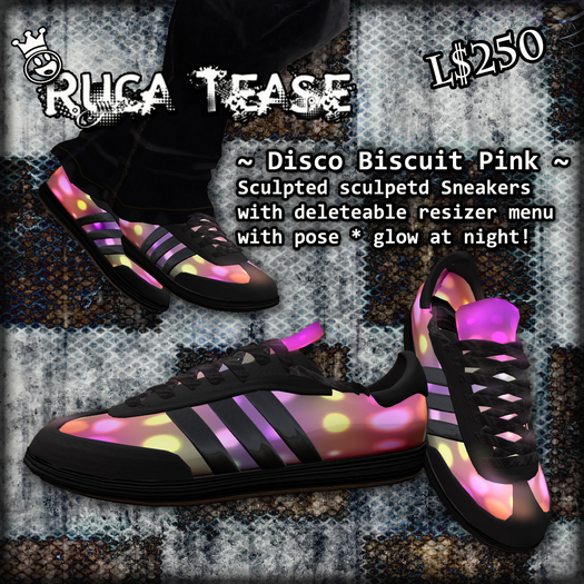 Sneakers, Shoe ~ Disco Biscuit Pink ~ Sneakers by Ruca Tease -- \(-_-)/ -- BAG