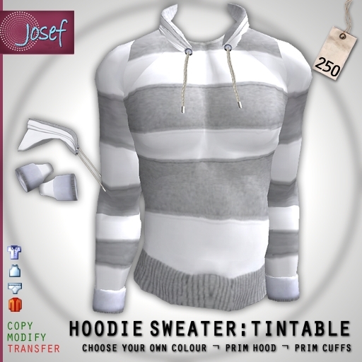 Mens Hoodie - Tintable Stripes.