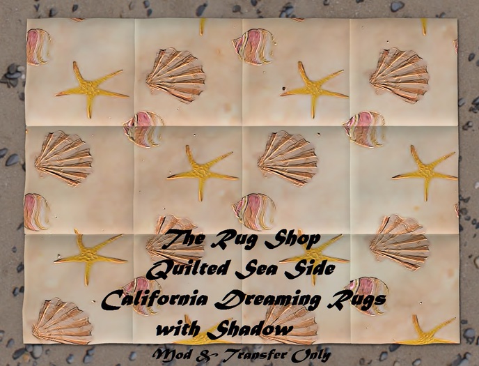 Sea Side water colors, Shells & Starfish B,Tiled Rug 3x4