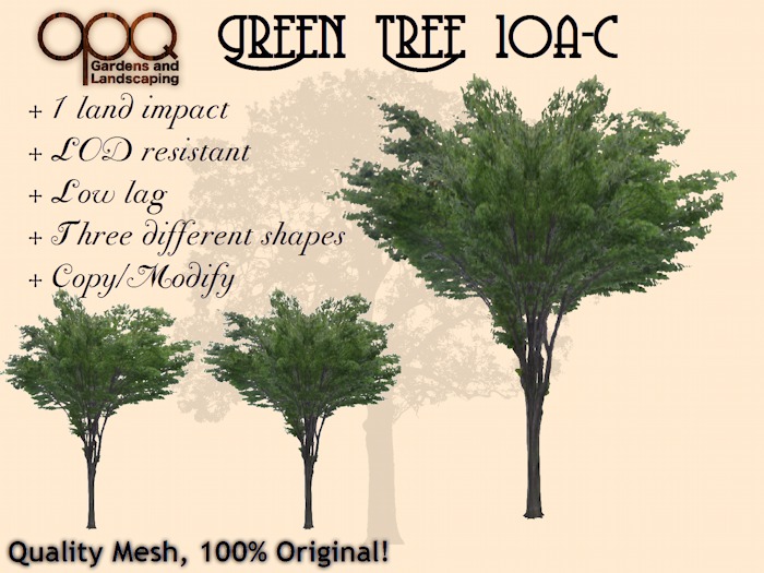 OPQ Green Tree 10a-c - Low lag, low land impact simple trees