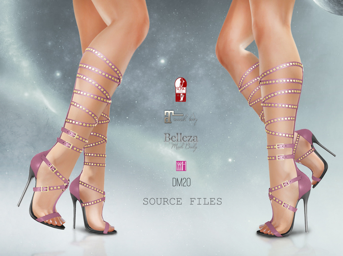 [DM] Full Perm  20 source files  rivet strappy high heel boot