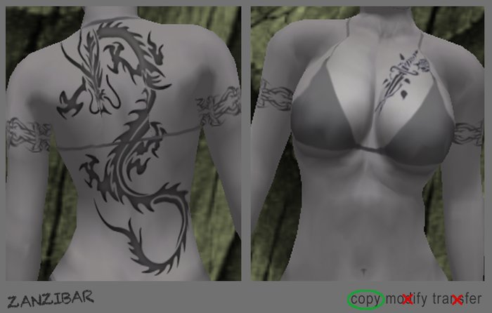 Dragon & Dagger Tribal Tattoo