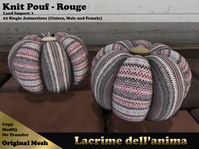 (LDA) Knit Pouf - Rouge