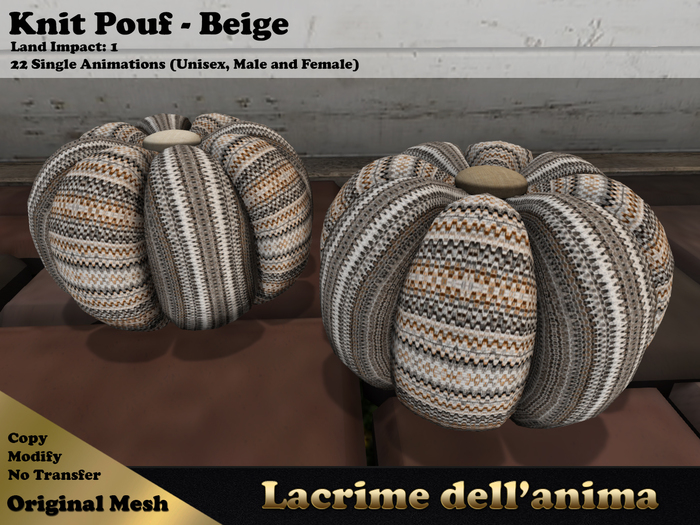 (LDA) Knit Pouf - Beige