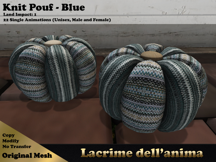 (LDA) Knit Pouf - Blue