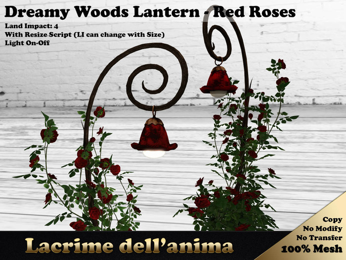 Dreamy Woods Lantern - Red Roses