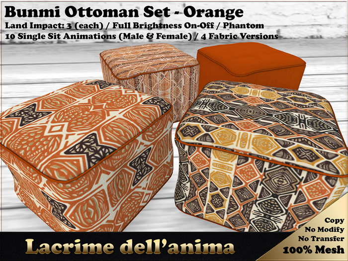 (BOX) Bunmi Ottoman Set - Orange