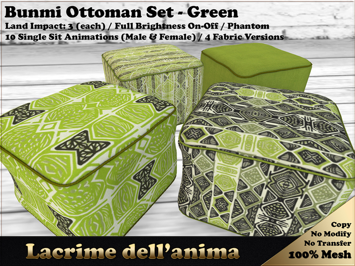 (BOX) Bunmi Ottoman Set - Green