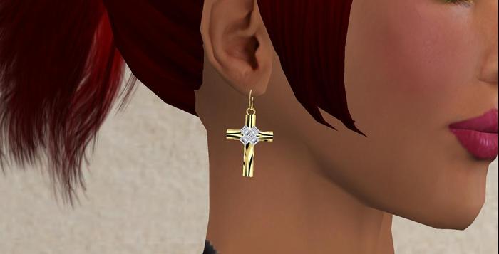 TM Diamond Cross Earrings- Touch to change metal
