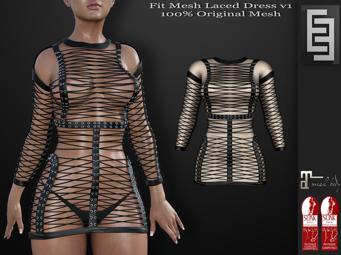 Elven Elder Fit Mesh Laced Dress v1 with HUD Maitreya Slink 
