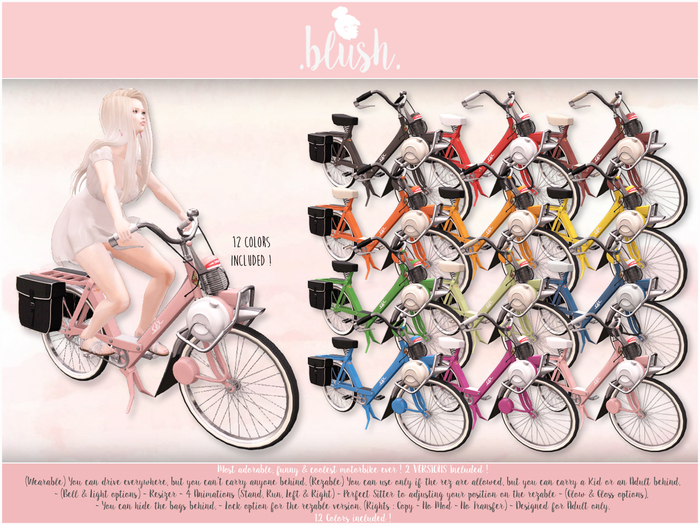 . BLUSH . Motorbike Solex 3800 - 12 Colors - Adult