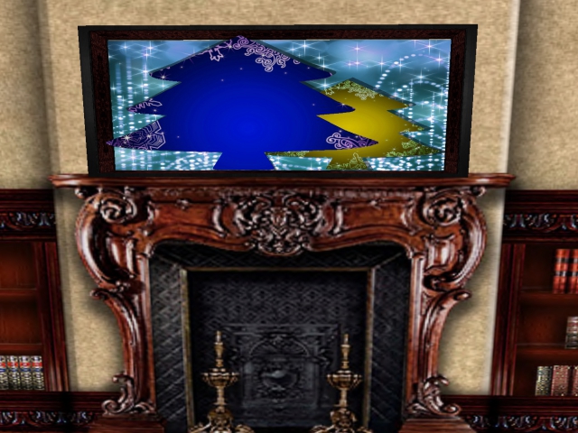 Holiday shadow box, 2 tree cheer 3