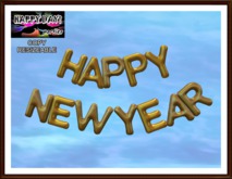 Happy New Year - Curved Balloons Golden Sign