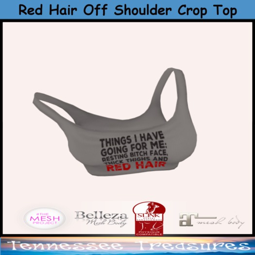 Red Hair Off Shoulder Crop Top