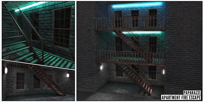 Paparazzi - BACKDROP - Apartment Fire Escape - blue+aqua