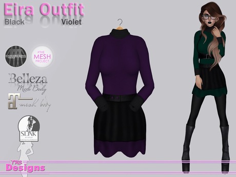 Second Life Marketplace - Eira Outfit Black Violet