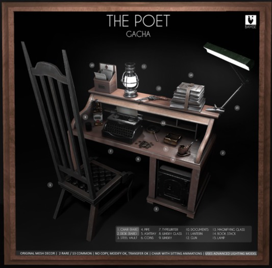 1. :BAMSE: The Poet - Chair RARE
