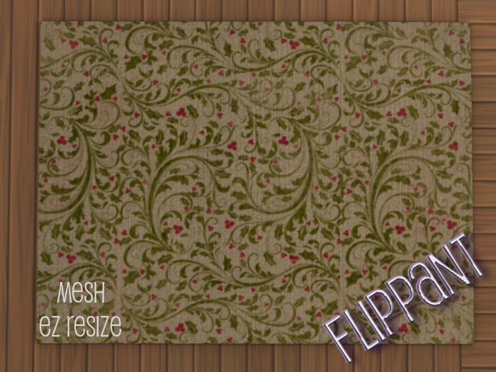 Flippant - Christmas Rug - holly swirls